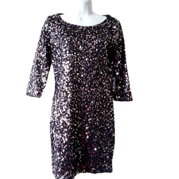 Black Sequined Sequins Dress Medium NEW NWT - Picture 2 of 6